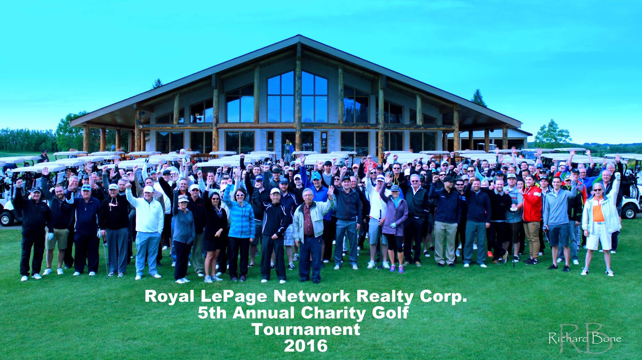 Attendees of the 5th Annual Royal LePage Network Realty Corp. Charity Golf Tournament pose for a group photo.